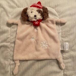 Dan Dee Baby Puppy Dog Scarf Hat Snowflake Rattle Knotted Corners Baby Lovey